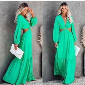 VICI- Time & Place Cutout Maxi Dress, Emerald Green, Size M